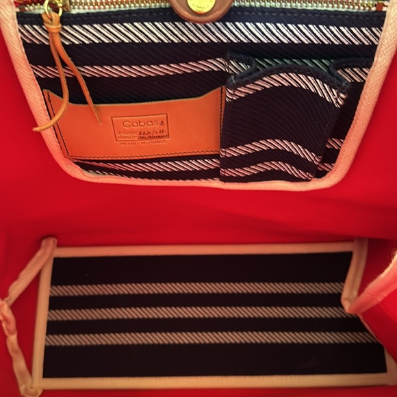 NWOT Just Campagne leather handled tote-brass details -lined in red. - Picture 8 of 8